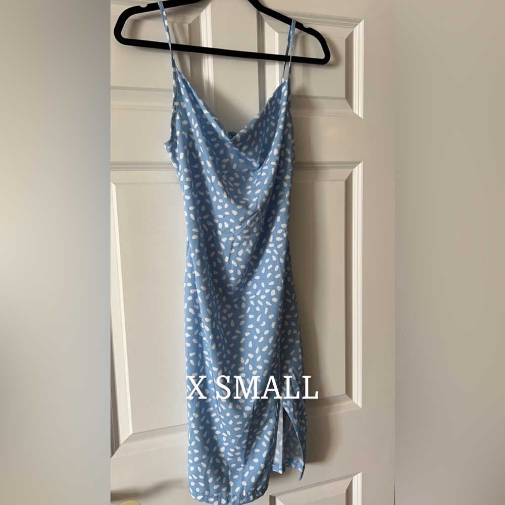 Blue polka dot dress